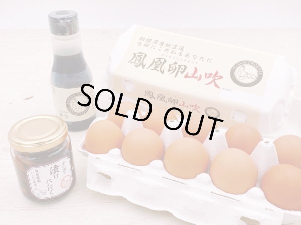 画像1: 漬けニンニクセットC【鳳凰卵　山吹２０個、漬けニンニク１、たまごかけ醤油１本】 (1)